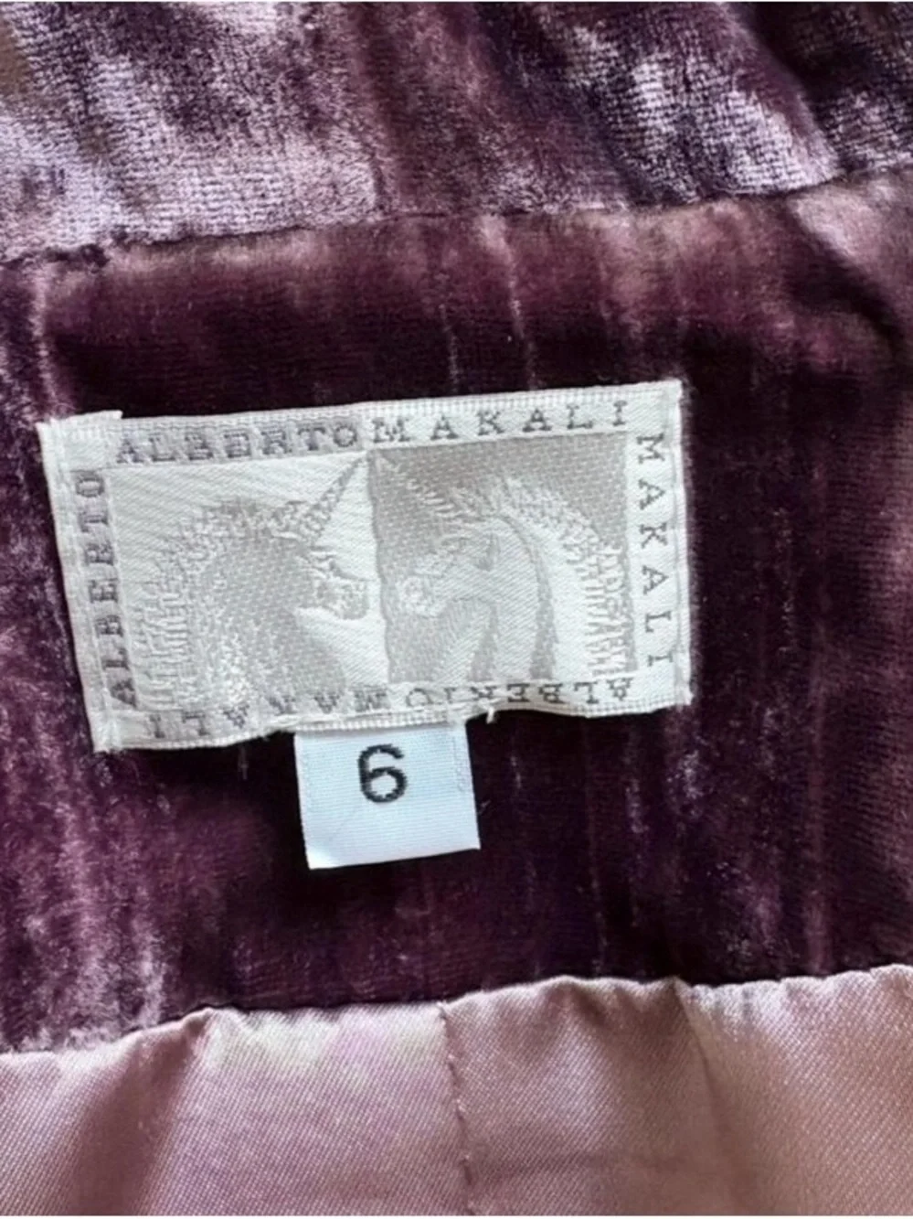 Alberto Makali Velvet Plum Blazer Jacket 6 Rayon Silk Y2K Renfair NWT Vintage